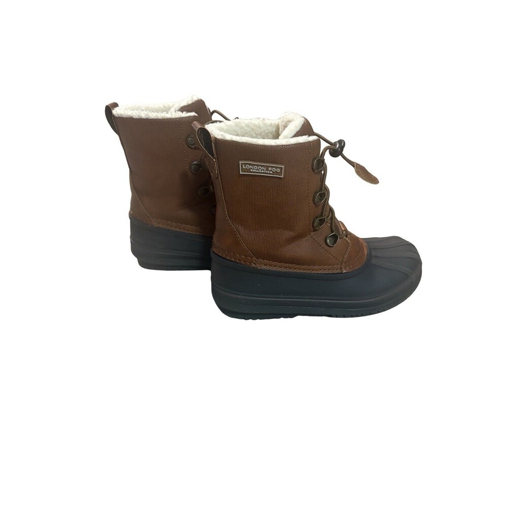 London Fog Boys Winter  Boots Brown Black Faux Fur Size 13 Waterproof - Picture 2 of 3